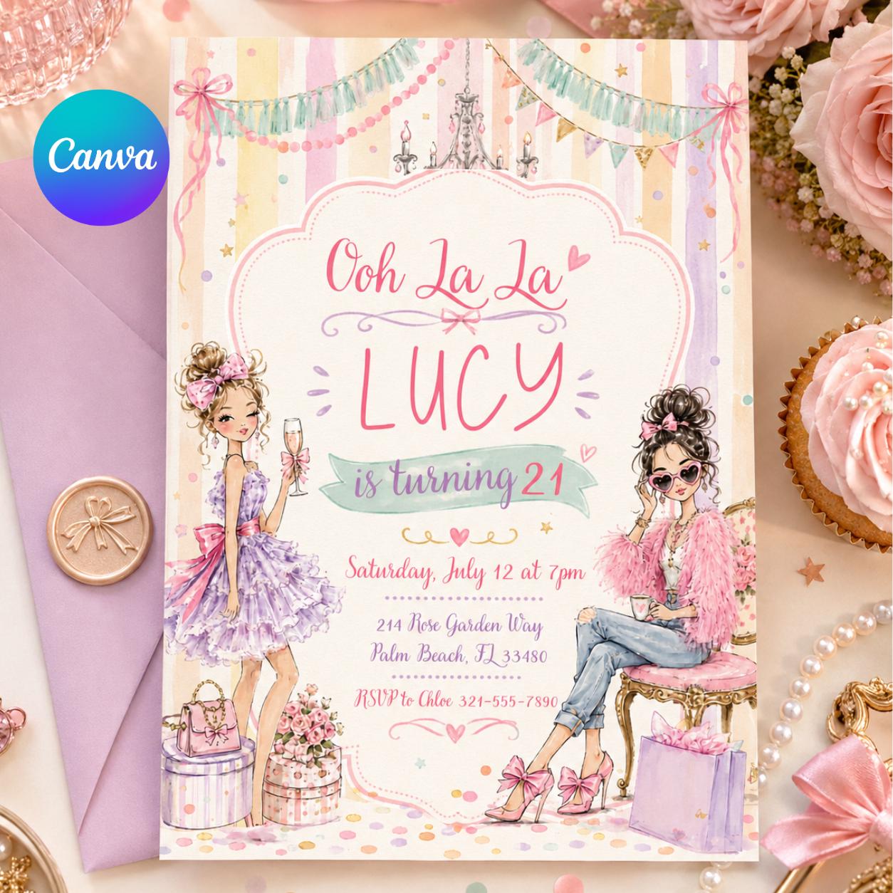 Fancy Nancy Birthday Invitation, Fancy Nancy Party, Fancy Nancy Watercolor Birthday Invite, Birthday Party Invitation, Watercolor Invitation __etsy:8074991467