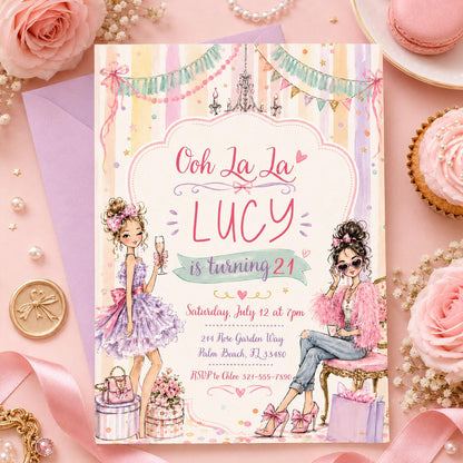 Fancy Nancy Birthday Invitation, Fancy Nancy Party, Fancy Nancy Watercolor Birthday Invite, Birthday Party Invitation, Watercolor Invitation __etsy:8027074134
