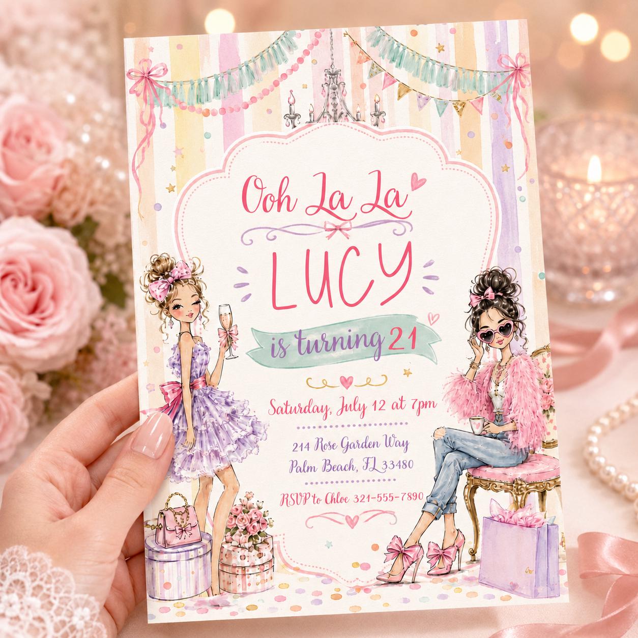 Fancy Nancy Birthday Invitation, Fancy Nancy Party, Fancy Nancy Watercolor Birthday Invite, Birthday Party Invitation, Watercolor Invitation __etsy:8027074136