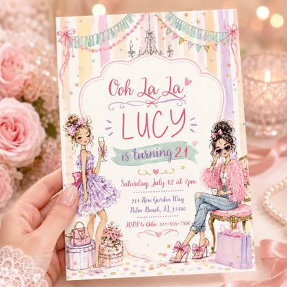 Fancy Nancy Birthday Invitation, Fancy Nancy Party, Fancy Nancy Watercolor Birthday Invite, Birthday Party Invitation, Watercolor Invitation __etsy:8027074136
