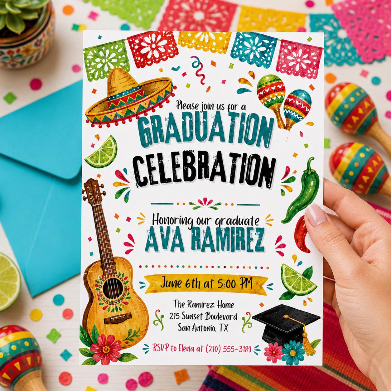 Fiesta Graduation invitation, Fiesta theme party, Nacho Average Grad Party Invite, Editable template, cinco de mayo, Editable Canva Template __etsy:8022829272