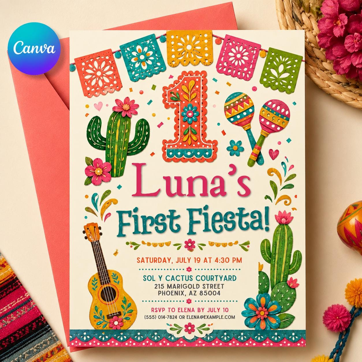 First Fiesta Birthday Invitation, It's Time to Fiesta  Invitation, Mexican Fiesta Party Invite, Fiesta Birthday Invitation, Mexican birthday __etsy:8097267803