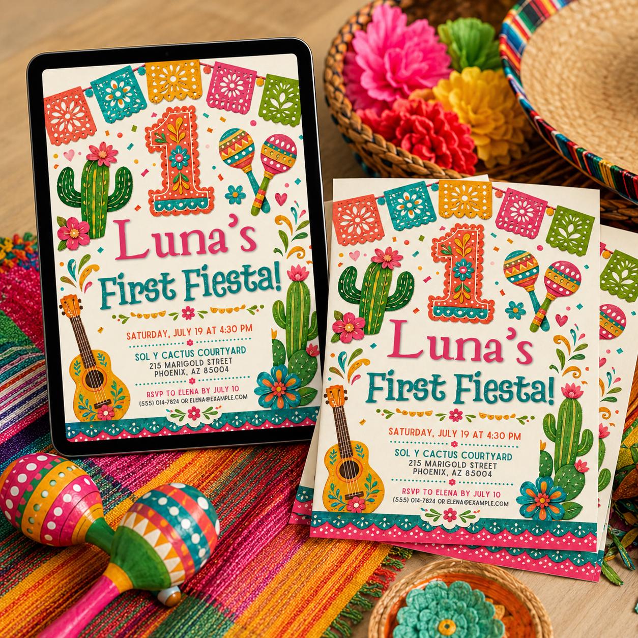 First Fiesta Birthday Invitation, It's Time to Fiesta  Invitation, Mexican Fiesta Party Invite, Fiesta Birthday Invitation, Mexican birthday __etsy:8097267795