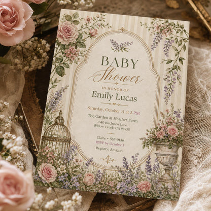 Floral Baby Shower Invitation Template, Bow Baby Shower Invitation, Girl Coquette Baby Shower Invite, Pink Bow Baby Shower Editable Canva __etsy:8112256381