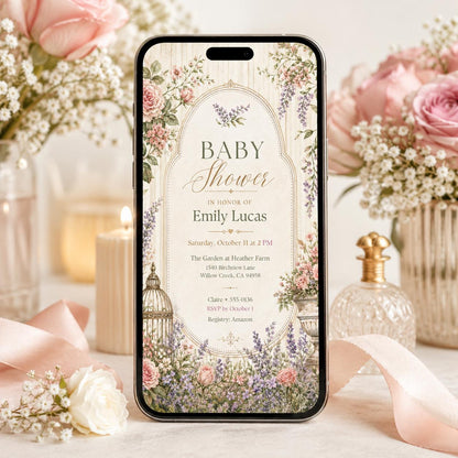 Floral Baby Shower Invitation Template, Bow Baby Shower Invitation, Girl Coquette Baby Shower Invite, Pink Bow Baby Shower Editable Canva __etsy:8064338824