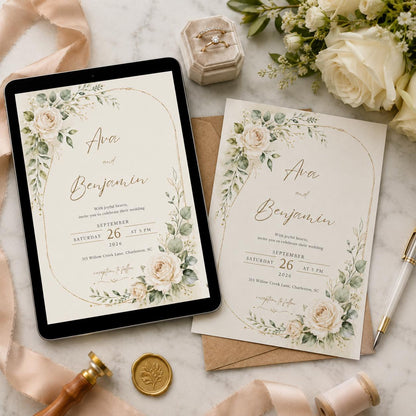 Floral Wedding Invitation Template, Editable Canva Design, Editable Canva Wedding Invitation Template, Floral Watercolor Design __etsy:8038836184