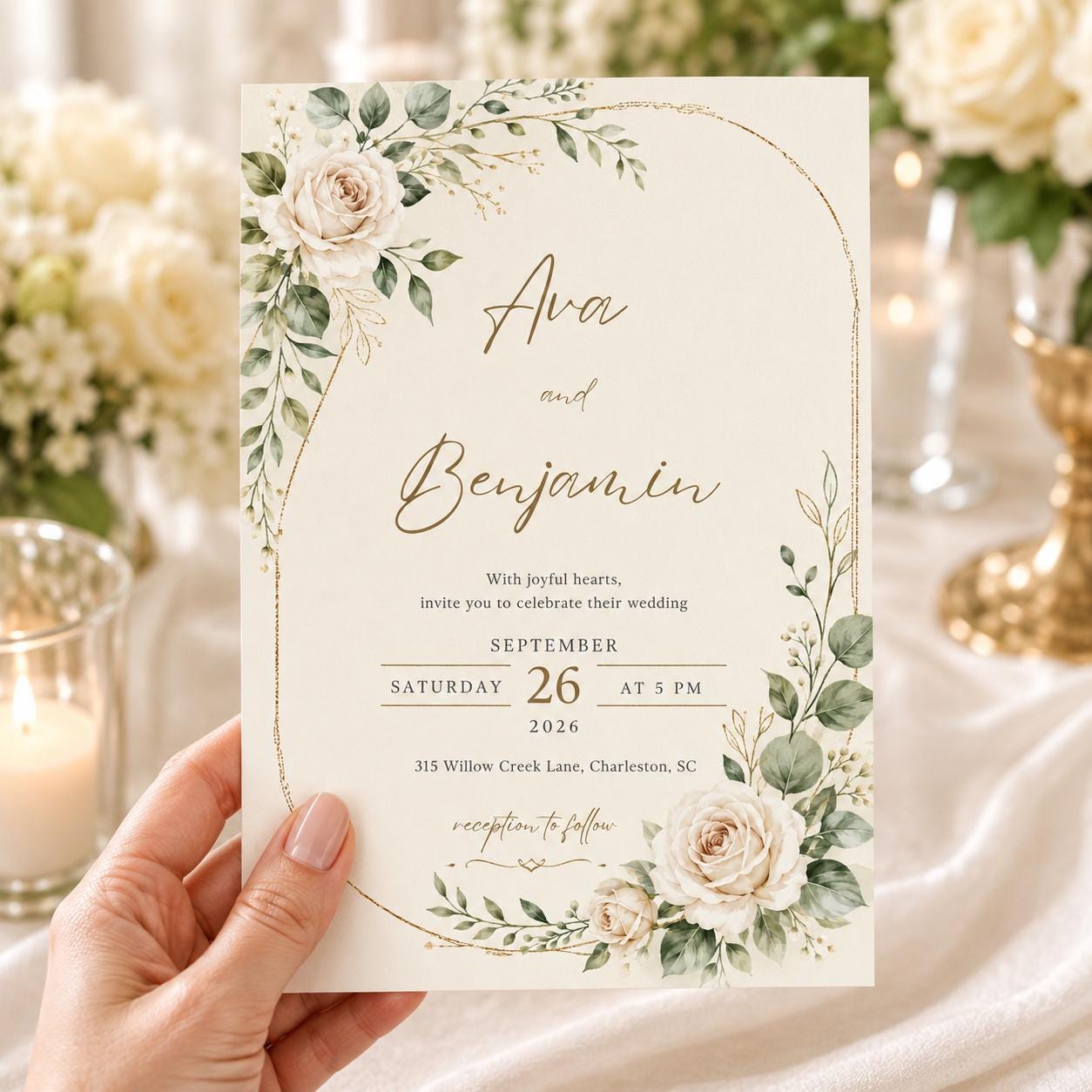 Floral Wedding Invitation Template, Editable Canva Design, Editable Canva Wedding Invitation Template, Floral Watercolor Design __etsy:8038836190
