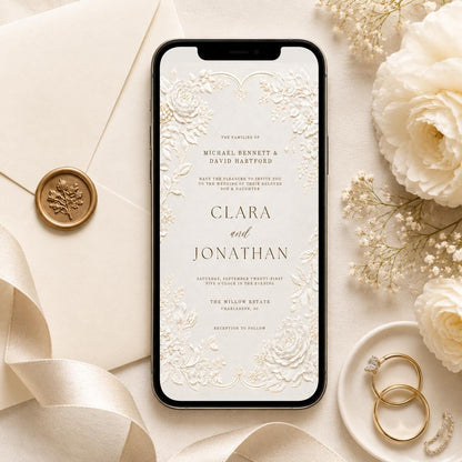 Floral Wedding Invitation Template, Wildflower Wedding Invitation, Garden Flowers Spring Floral, Editable Canva Template __etsy:8029081354