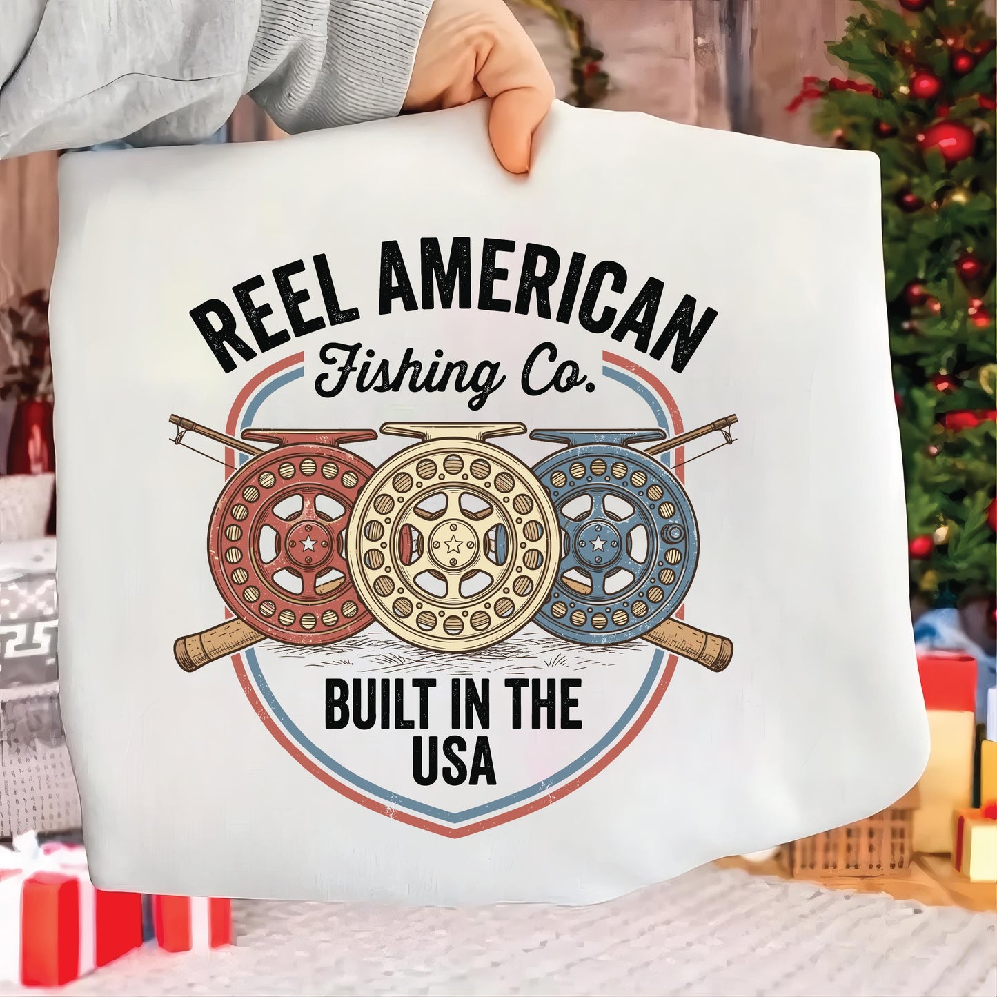 Fly Fishing Reel Patriotic American Flag PNG 4th of July USA 250 Years Reel American Fishing Graphic Digital Download __etsy:7929993466