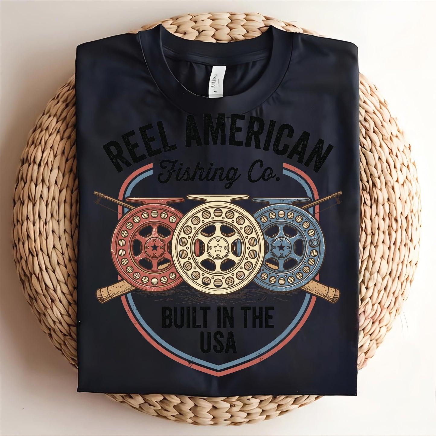 Fly Fishing Reel Patriotic American Flag PNG 4th of July USA 250 Years Reel American Fishing Graphic Digital Download __etsy:7929993528
