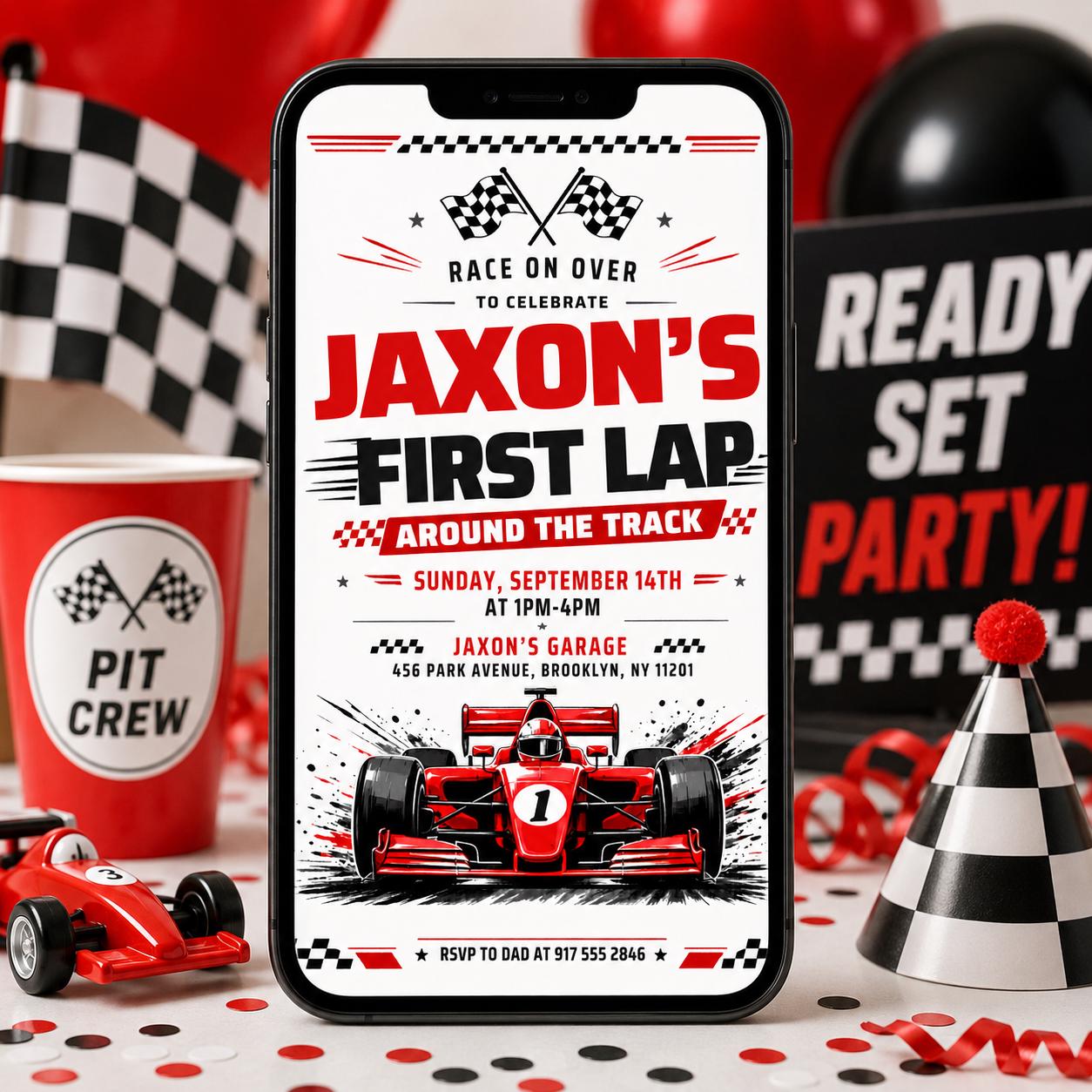 Formula 1 Birthday Invitation Editable Canva Template Race Car Party Invite F1 Birthday Invite Boy Racing Formula One, Canva Template __etsy:7999376040