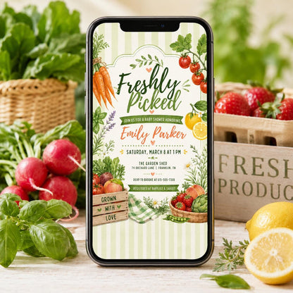 Freshly Picked Baby Shower Invitation Template, Garden Baby Shower Invite, Editable Canva Template, Locally Grown Baby Shower Invitation __etsy:8086564871