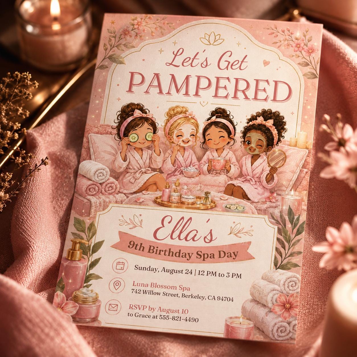 Girls Spa Birthday Invitation Template, Editable Spa Party Invite, Teenage Pamper Party, Printable Spa Day Invitation, Lets Get Pampered __etsy:8107418469