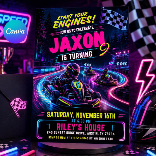 Go Kart Birthday Invitation, Go Kart Birthday Party, Go Kart Party, Karting Invitation, Go Karting Racing invite, Editable Canva Template __etsy:8032298530