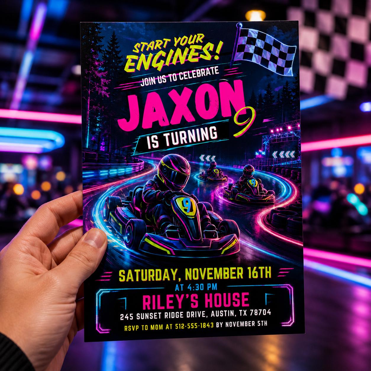 Go Kart Birthday Invitation, Go Kart Birthday Party, Go Kart Party, Karting Invitation, Go Karting Racing invite, Editable Canva Template __etsy:8032296734