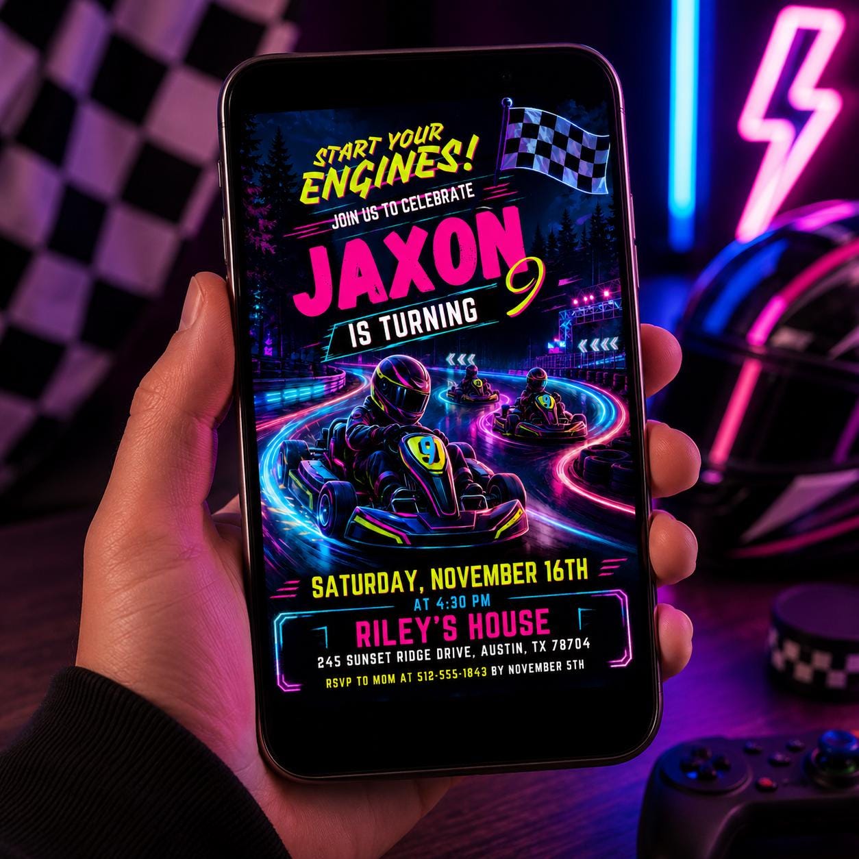Go Kart Birthday Invitation, Go Kart Birthday Party, Go Kart Party, Karting Invitation, Go Karting Racing invite, Editable Canva Template __etsy:8080206551