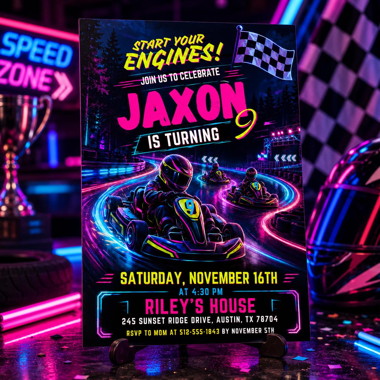 Go Kart Birthday Invitation, Go Kart Birthday Party, Go Kart Party, Karting Invitation, Go Karting Racing invite, Editable Canva Template __etsy:8032296756