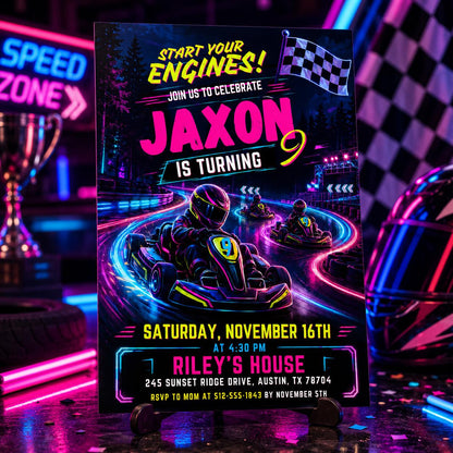 Go Kart Birthday Invitation, Go Kart Birthday Party, Go Kart Party, Karting Invitation, Go Karting Racing invite, Editable Canva Template __etsy:8032296756