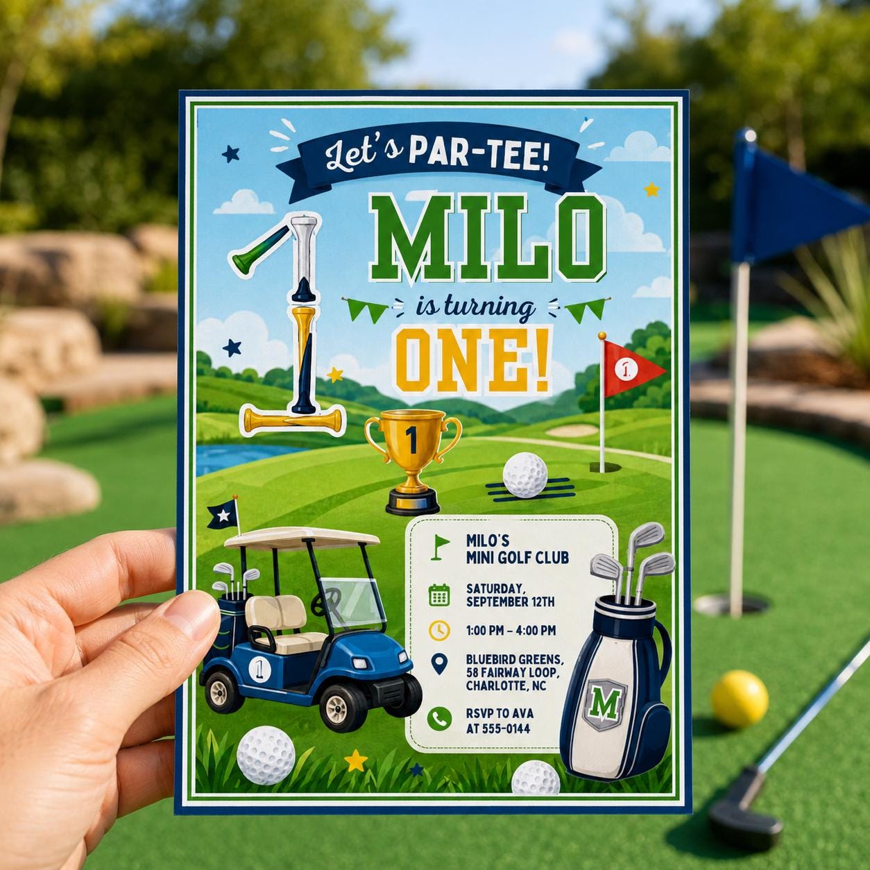Golf Birthday Invitation, Let's Par Tee Golf Birthday Invite, Golf Birthday Party Invites, Boy Birthday Party Invite Editable Canva Template __etsy:8074605928
