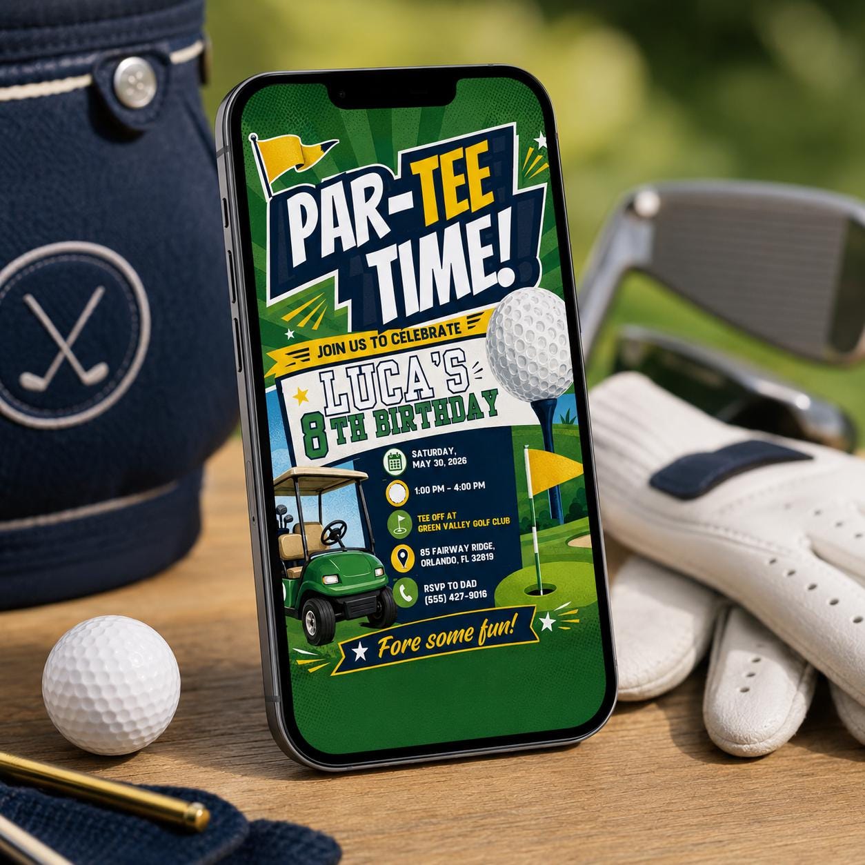 Golf Birthday Invitation, Par-Tee Time Template, Golf Birthday Invitation, Let's Par Tee Golf Birthday Invite, Golf Birthday Party Invites __etsy:8107191293
