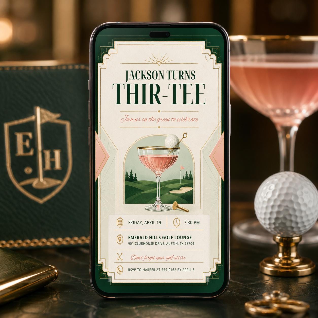 Golf Birthday Invitation Template, Par-Tee Invite, Golf Theme Party, Green Stripe Golf Cart, Adult Golf Birthday, Editable Canva Invitation __etsy:8056322170