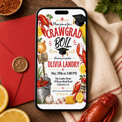 Graduation Crawfish Boil Invitation, Printable Crawfish Boil Grad Invitation Template, Graduation Party Celebration Invite for Class of 2026 __etsy:8070585233