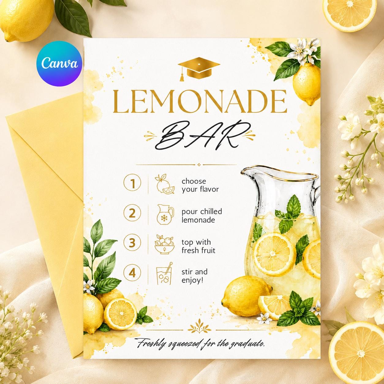 Graduation Lemonade Bar Sign Template Lemonade bar sign Freshly Graduated Party, High school graduation pink lemonade party girls directions __etsy:8128923633