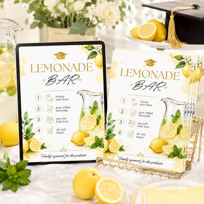 Graduation Lemonade Bar Sign Template Lemonade bar sign Freshly Graduated Party, High school graduation pink lemonade party girls directions __etsy:8128923631