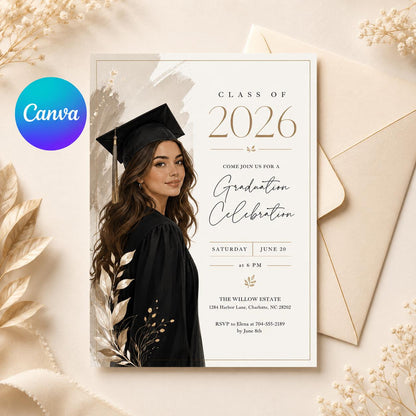 Graduation Party Announcement, Graduate Invite, Modern Grad Invitation, Class of 2026 Celebration, modern grad invite, Canva __etsy:8037944378