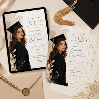 Graduation Party Announcement, Graduate Invite, Modern Grad Invitation, Class of 2026 Celebration, modern grad invite, Canva __etsy:8085859319