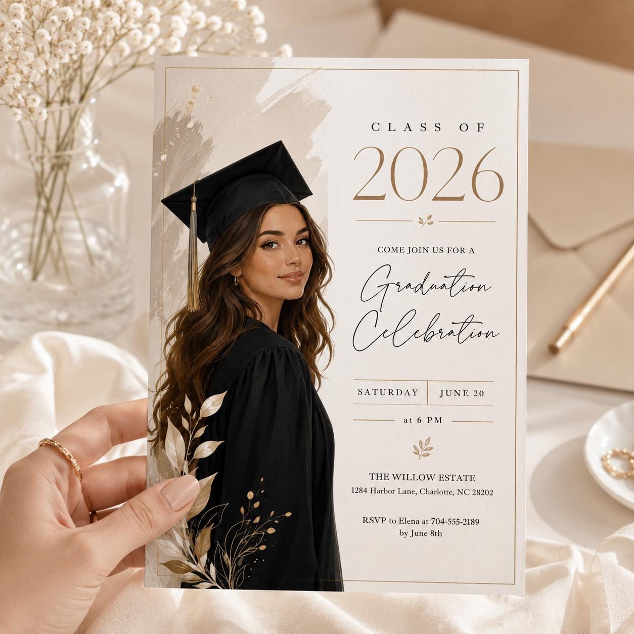Graduation Party Announcement, Graduate Invite, Modern Grad Invitation, Class of 2026 Celebration, modern grad invite, Canva __etsy:8085859345