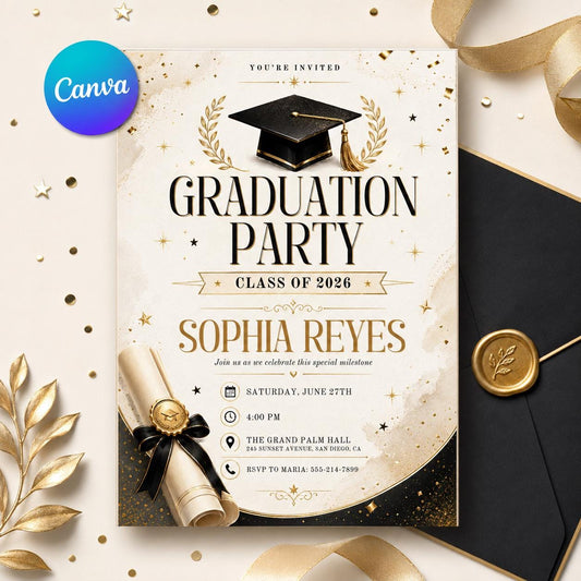 Graduation Party Invitation 2026, Class of 2026 Announcement, Editable Graduation Party Invitation, Class of 2026, Editable Canva Template __etsy:8057263748