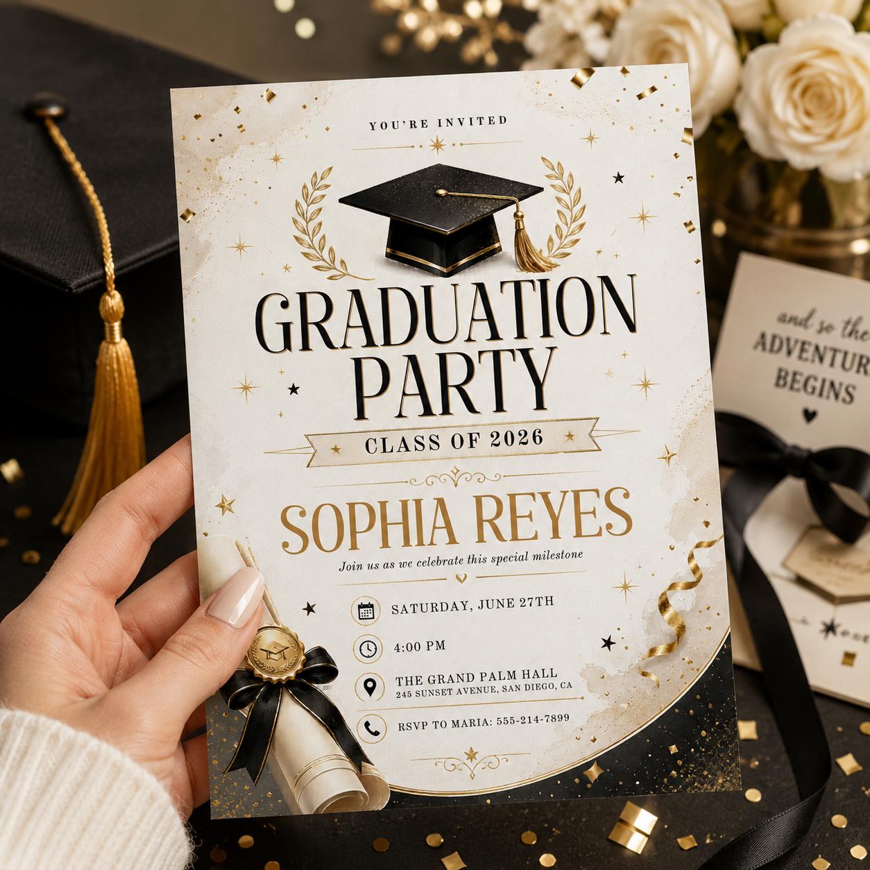 Graduation Party Invitation 2026, Class of 2026 Announcement, Editable Graduation Party Invitation, Class of 2026, Editable Canva Template __etsy:8057263758