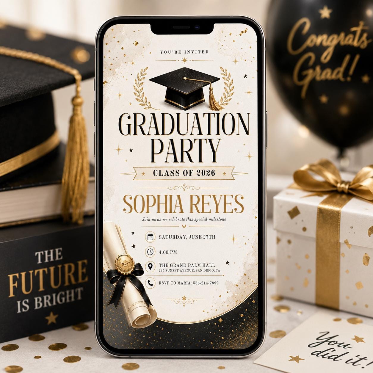Graduation Party Invitation 2026, Class of 2026 Announcement, Editable Graduation Party Invitation, Class of 2026, Editable Canva Template __etsy:8105174507