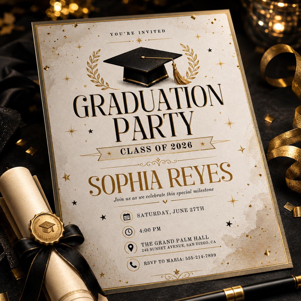 Graduation Party Invitation 2026, Class of 2026 Announcement, Editable Graduation Party Invitation, Class of 2026, Editable Canva Template __etsy:8057263794