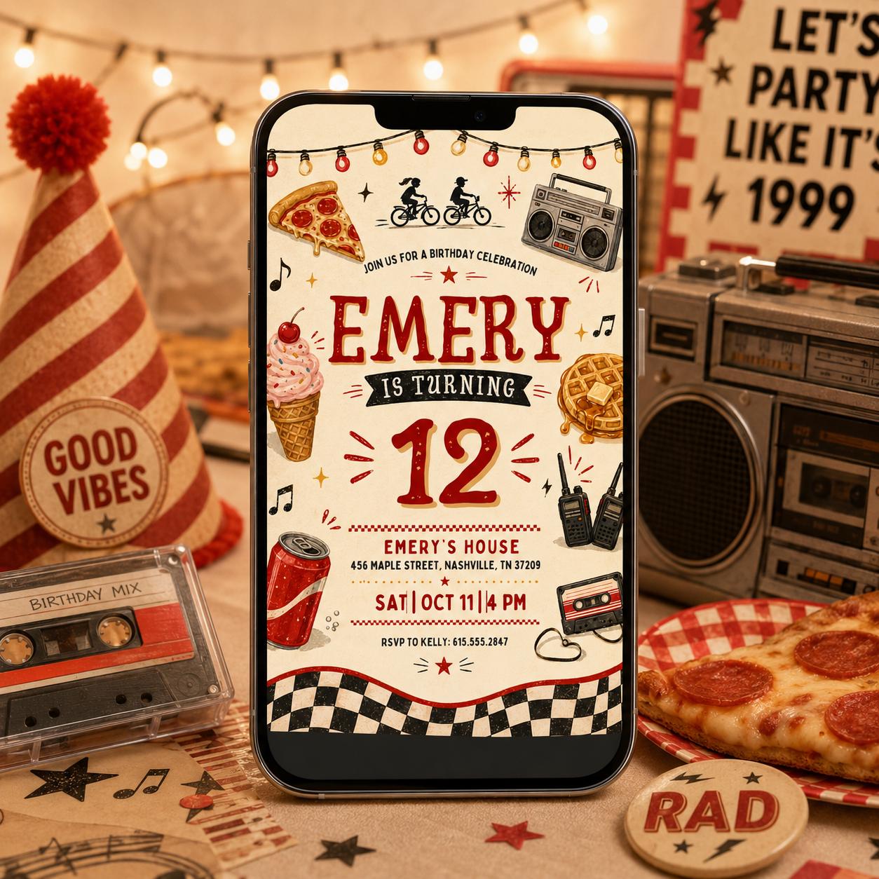Groovy Floral 12th Birthday Invitation, Retro 70s Birthday, Daisy Invite, Editable Twelve is a Vibe, Groovy Teen Varsity Fashion Disco 12th __etsy:8051494317