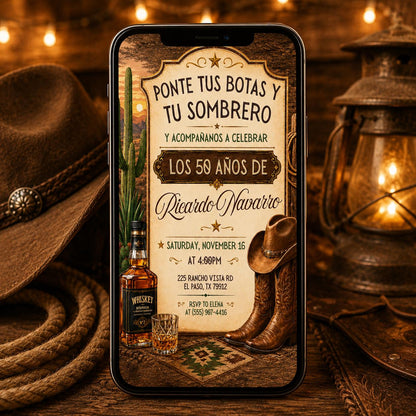 Invitación Mexican Cowboy Birthday Invite, Sombrero y Botas Charro Party, Ranch Fiesta Invitación Español, Western Vaquero Birthday Invite __etsy:8075179445