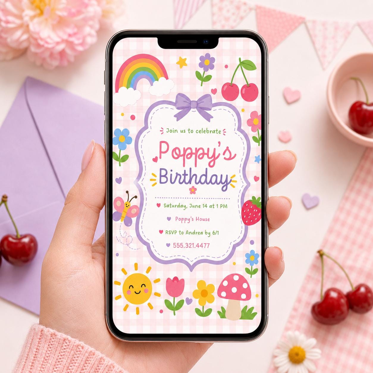 Kids Birthday Party Invite Animated, Colorful Confetti For Kids Birthday, Beach Theme Kids Party, Magical 5th Rainbow, Canva Template __etsy:8082510353