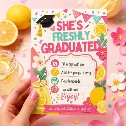 Lemonade Bar Sign, Lemonade bar Mocktail Print, Graduation Party Drink Menu Template Poster Non Alcoholic Bar Grad Birthday Table Sign Decor __etsy:8080955596
