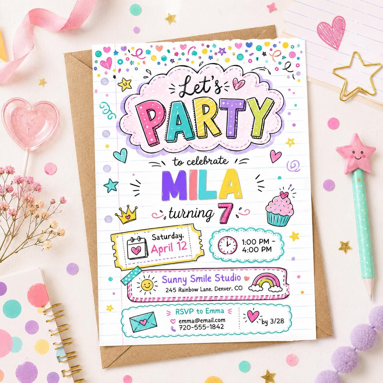 Let's Party Birthday Party, Lets Party, Invitation Template, Editable Canva Template __etsy:7999195232