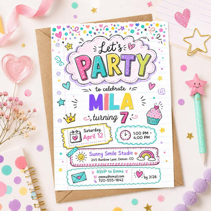 Let's Party Birthday Party, Lets Party, Invitation Template, Editable Canva Template __etsy:7999195232