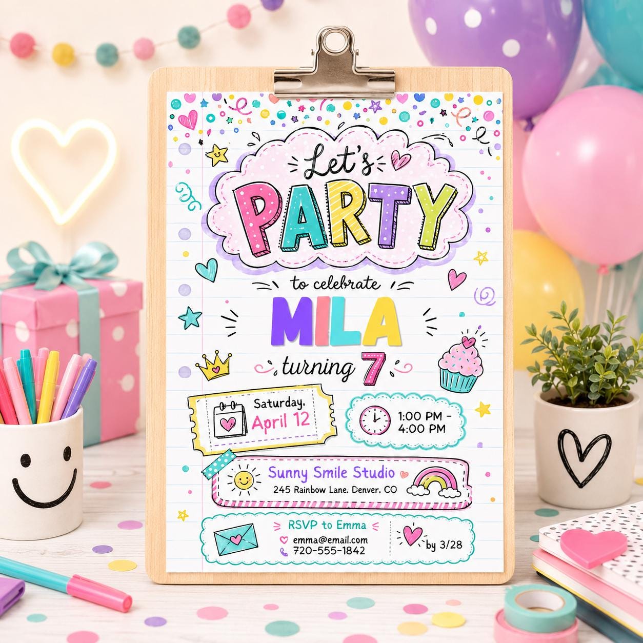 Let's Party Birthday Party, Lets Party, Invitation Template, Editable Canva Template __etsy:7999195244