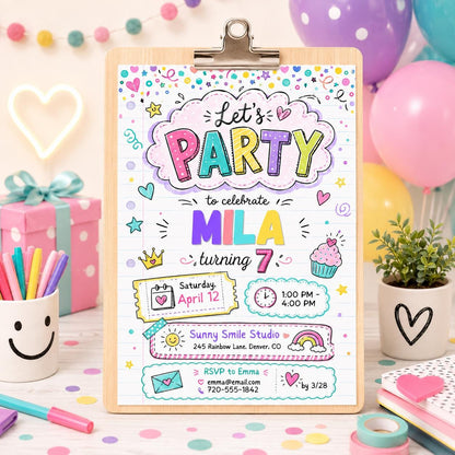 Let's Party Birthday Party, Lets Party, Invitation Template, Editable Canva Template __etsy:7999195244