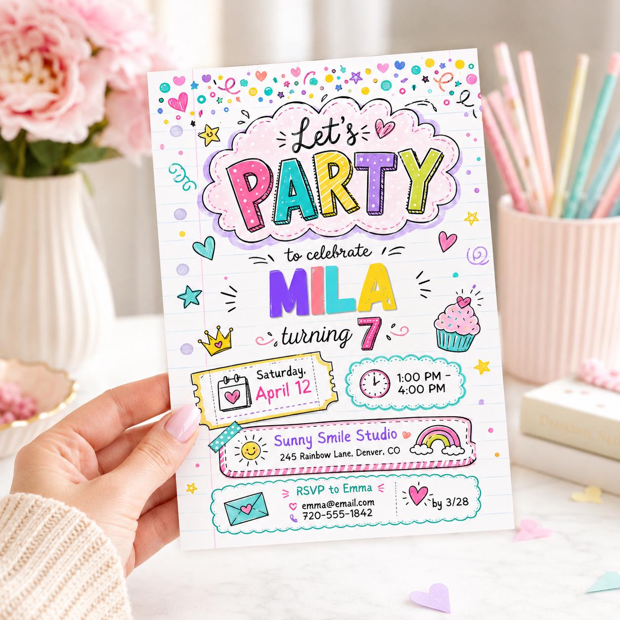 Let's Party Birthday Party, Lets Party, Invitation Template, Editable Canva Template __etsy:7999195260