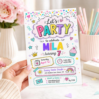 Let's Party Birthday Party, Lets Party, Invitation Template, Editable Canva Template __etsy:7999195260