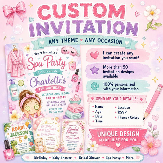 Made-to-Order Invitation, Customized Birthday or Baby Shower Digital Invite, Instant Download,  Custom Invites, Hire a Designer __etsy:8112399369