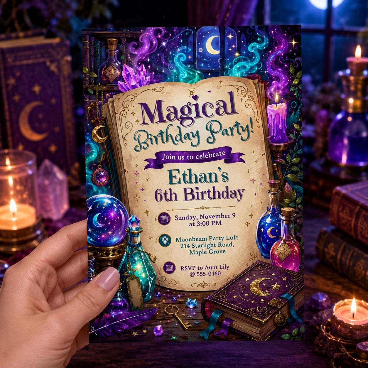 Magical Birthday Invitation Template, Magical Potion Birthday invite, Editable Wizard Party Invite, Science Magic, Witches Invite, Canva __etsy:8110991069