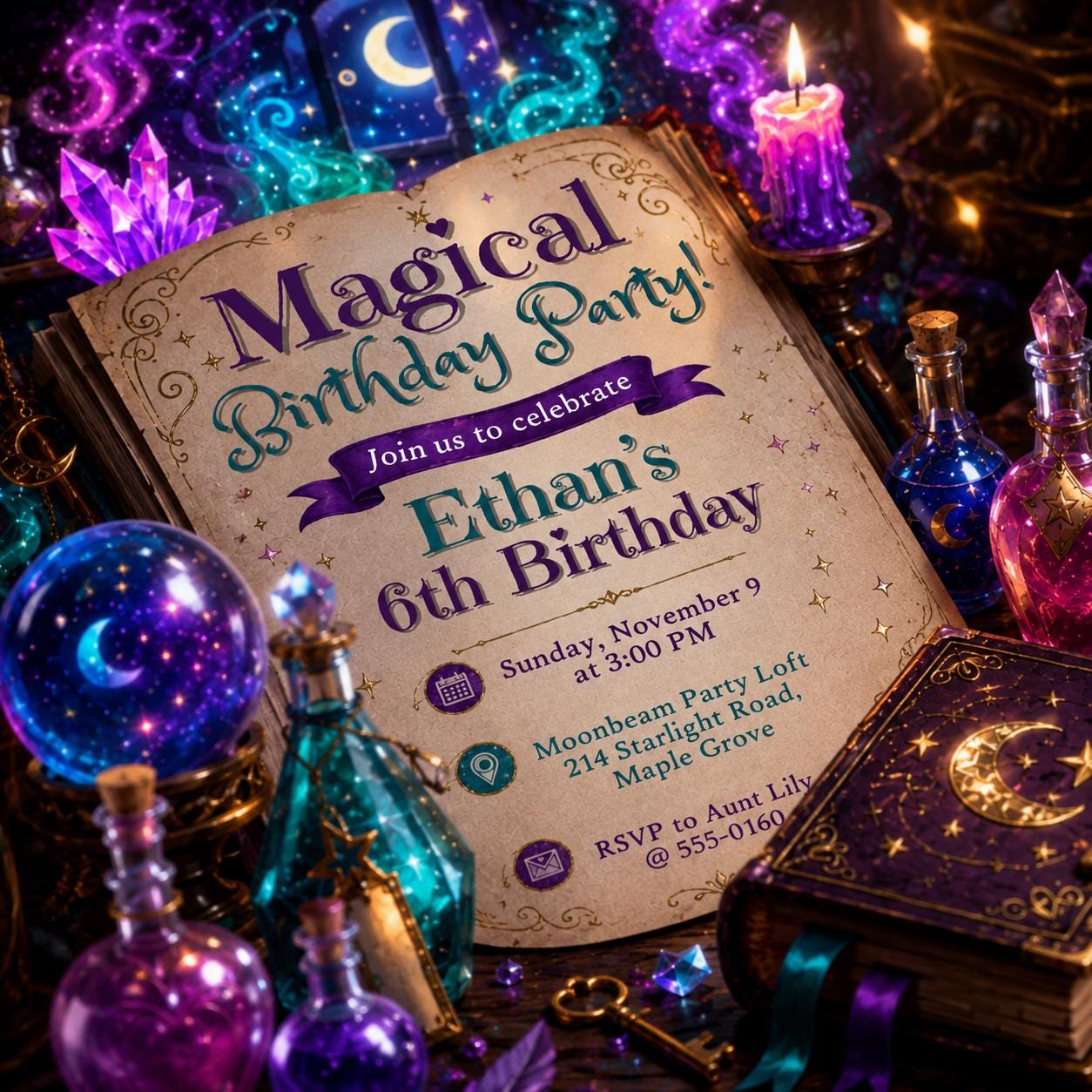Magical Birthday Invitation Template, Magical Potion Birthday invite, Editable Wizard Party Invite, Science Magic, Witches Invite, Canva __etsy:8063073714