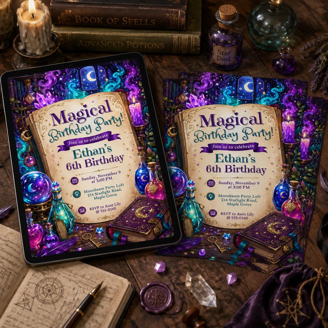 Magical Birthday Invitation Template, Magical Potion Birthday invite, Editable Wizard Party Invite, Science Magic, Witches Invite, Canva __etsy:8110991085