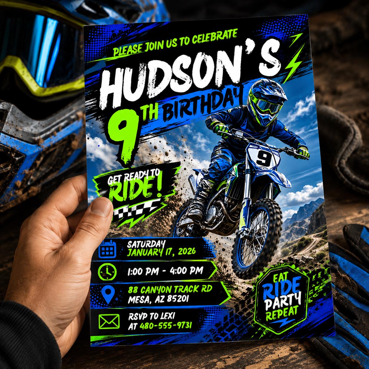 Motocross Birthday Invitation Template, Editable Canva Motocross Party Invite for Kids, Dirt Bike Birthday Theme, Editable Canva Template __etsy:8085859947